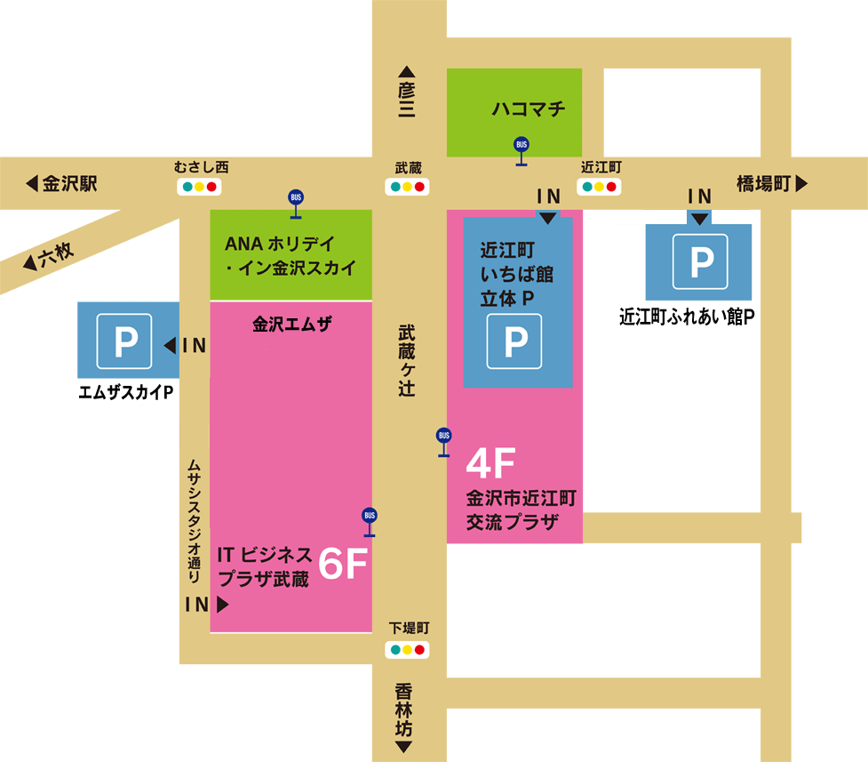 金沢市武蔵 周辺駐車場マップ